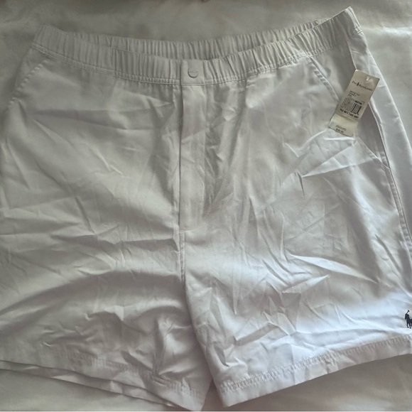 Polo Ralph Lauren Men’s Tennis White Elastic Waist Shorts - Picture 1 of 8